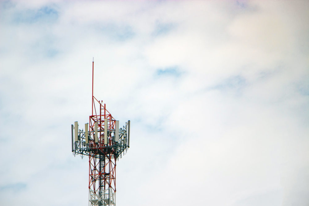 Broadcasting Station Mobile phone Internet Or television signals for telecommunication, the background is the sky,